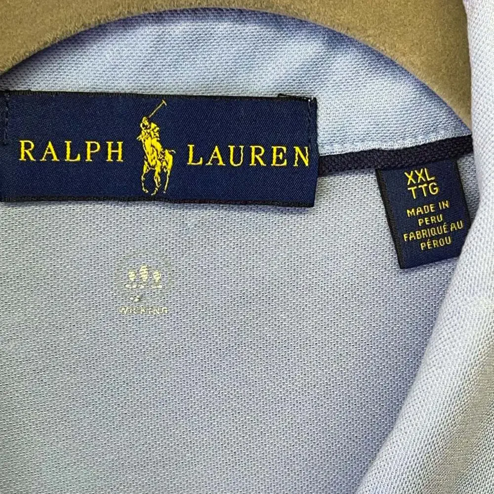 Ralph Lauren Performance Wicking Short Sleeve Polo Shirt Light Blue XXL